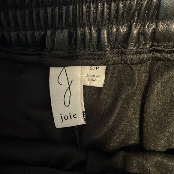 Edgy Joie Vegan Leather Pants Black SM PU Straight Paper Bag Contemporary Chic - Picture 11 of 16